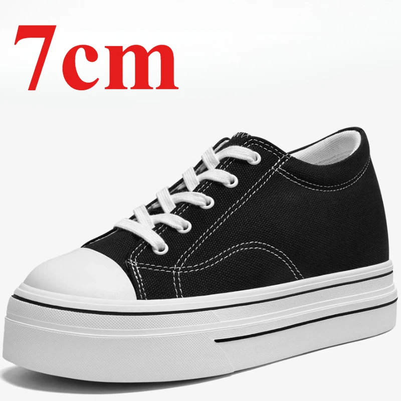 

Холщовая обувь в британском стиле ретро для женщин, увеличивающая рост на толстой подошве 7 см, модная удобная обувь на платформе