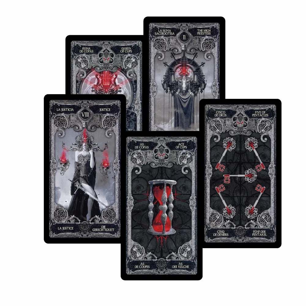 XIII Dark Tarot.  English Tarot.Spanish Tarot.French Tarot.German Tarot.Mysterious Divination Fate Personal Use Card Game