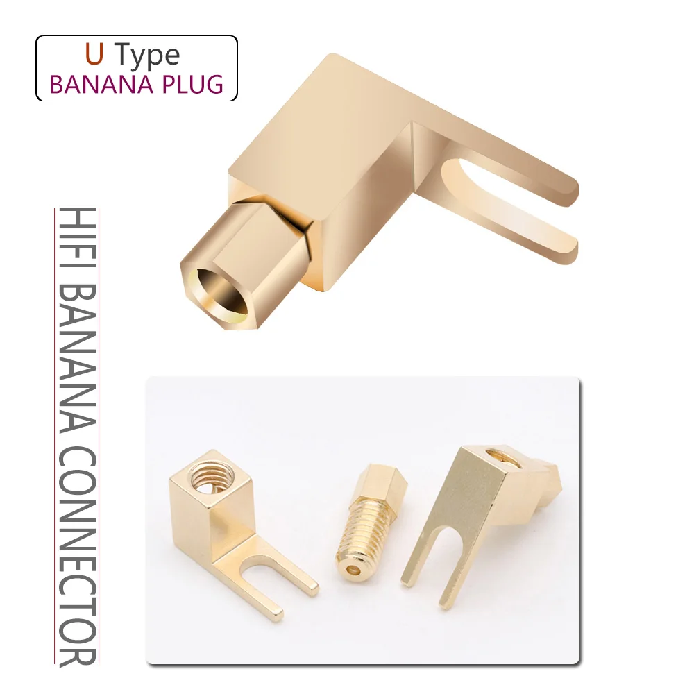 8pcs  High Quality Speaker Fork Jack Connector Spade Plug For 4mm U Banana Plug Adapter