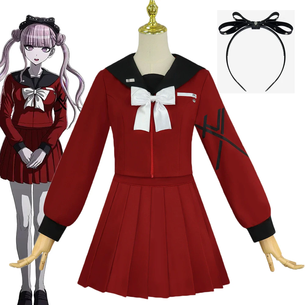 

Anime The Hundred Line Last Defense Academy Tsukumo Kako Cosplay Costume Girls Red Shirt Skirt Suit School JK Uniform Halloween