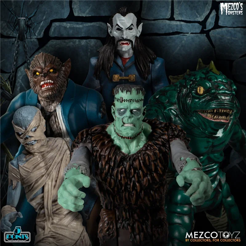 [In stock] Mezco 5-point movable global monster mummy Dracula Science Monster Luxury Set 4550 Action Figure Model Toys