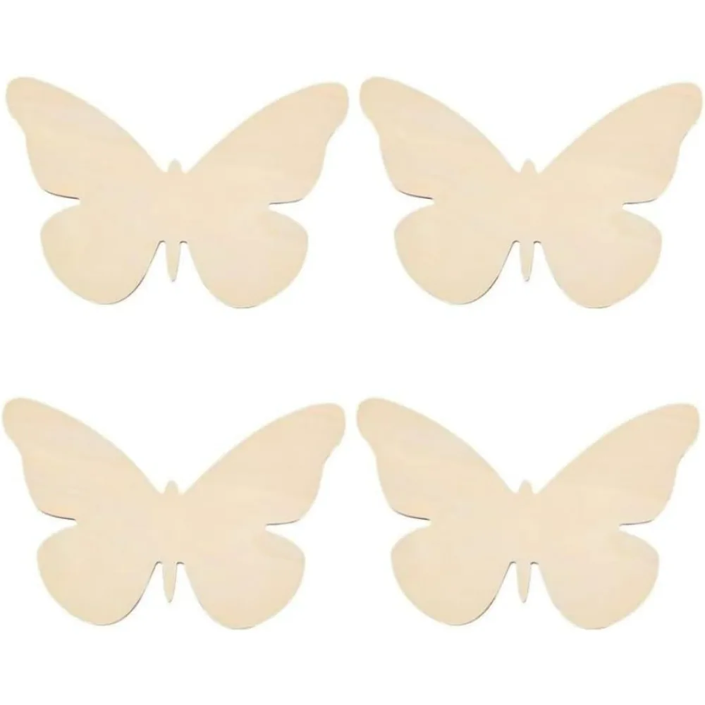 4 قطعة لوازم حرفية على شكل فراشة خشبية غير مكتملة قطع فراشة خشبية على شكل فراشة شرائح خشبية فارغة الحلي #1