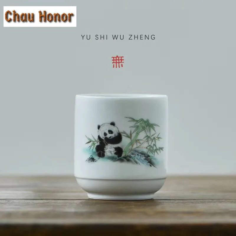 160ml Cute Panda Shadow Green Tea Cup Aesthetic Bamboo Teacup Beautiful Tea Cup Smelling Cup Tea Services Equipment Decoration