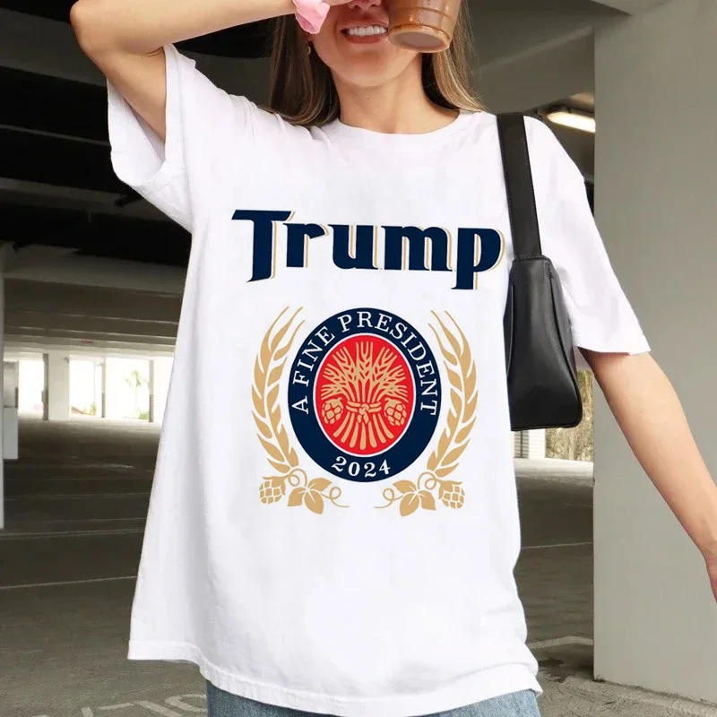 

Trump A Fine President Print Pattern Fun 2024 New Short Sleeved Basic Top T-Shirt Print O-Neck Fashionable Style Trend T-Shirt