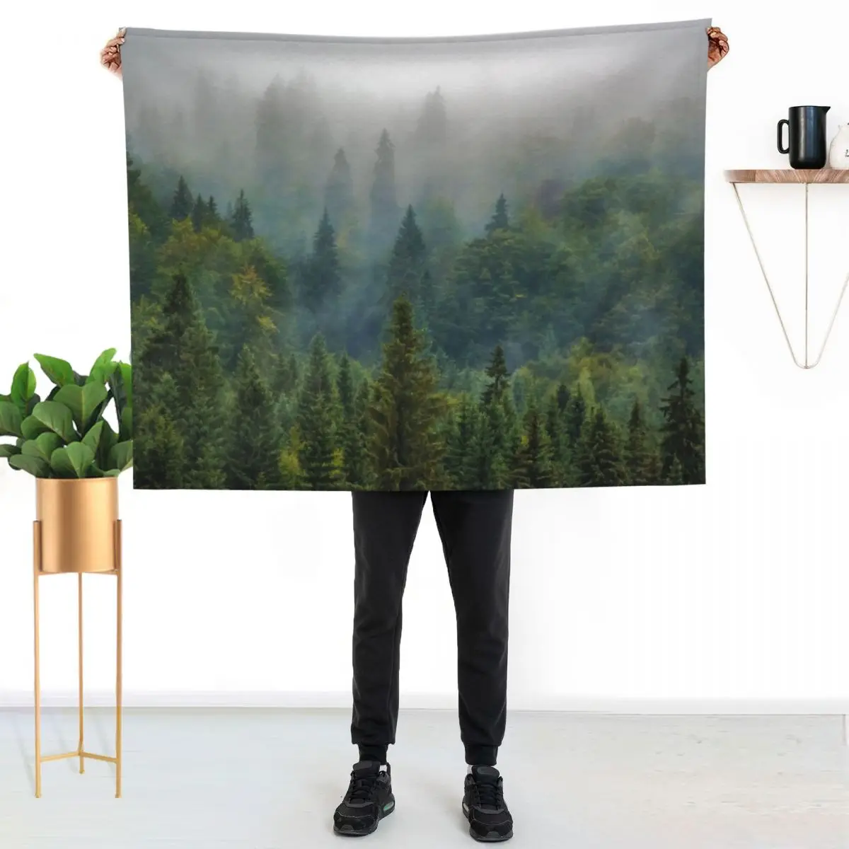 Forest and Fog 03 Throw Blanket Soft Warm Blanket Gift for Men Women Adults
