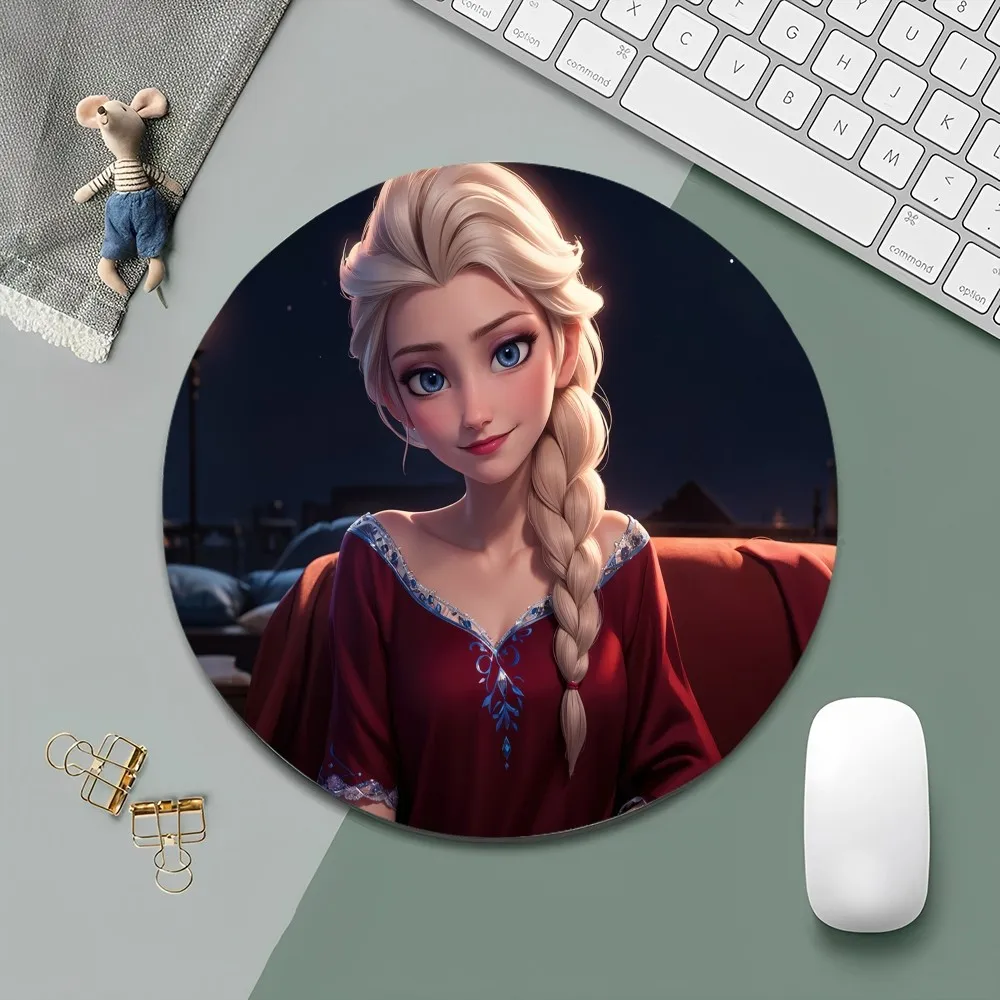 Disney Frozen Mousepad kecil meja bundar alas meja lucu Aksesori Gaming bantalan Mouse untuk PC Gamer Mousemat