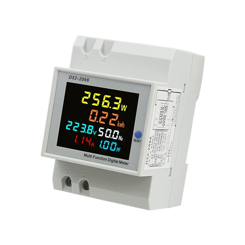 Ipiip Điện Áp Mét Din Màn Hình 6IN1 110V 220V 380V 100A Điện Máy Đo Tốc Công Suất năng Lượng Vôn Kế Ampe Kế