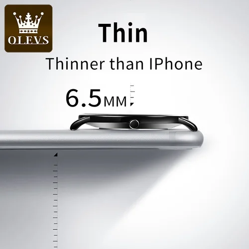 Imagen 2 del producto OLEVS 5869 relojes para hombre correa de cuero resistente al agua fecha automática reloj para hombre moda simplicidad reloj de pulsera de cuarzo ultrafino para hombres