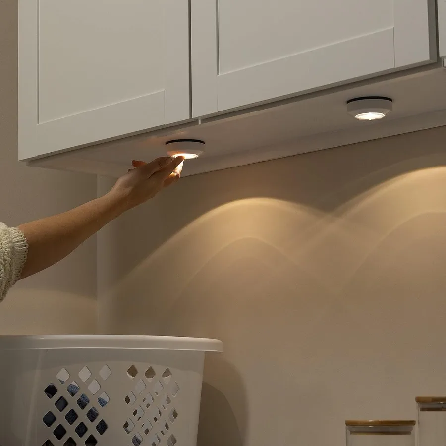 أضواء عفريت LED تعمل بالبطارية 50 لومن 2 حزمة عصا إضاءة على أضواء تحت الخزانة مثالية لخزائن المطبخ C