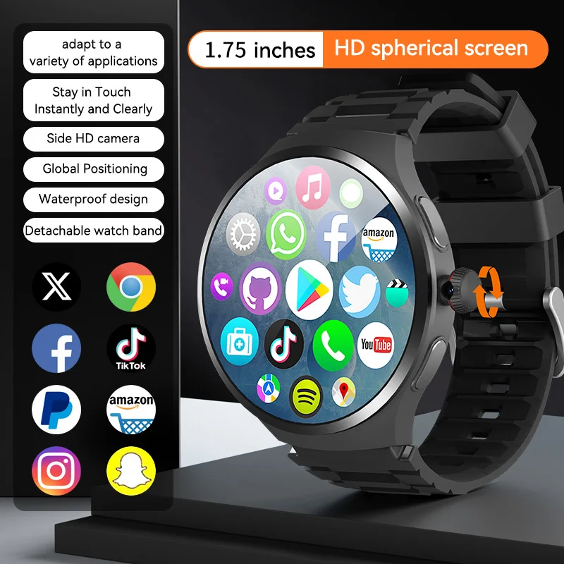4GB + 64GB 4G 5G Smartwatch 4g/5g بطاقة Sim Android 10.0 System 180 °   سحب كاميرا GPS WIFI Play Game Whatsapp Tiktok Smart Watch