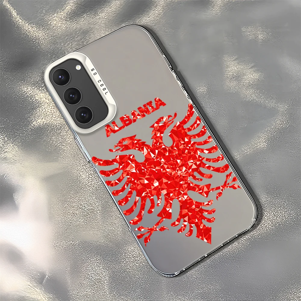 Albania flag For Samsung Galaxy A52 A324G S23 S22 S24 Ultra Black White Shockproof Cover Laser IMD Phone Case