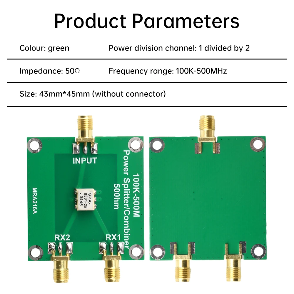 100KHz - 500MHz Passive Power Divider 1 to 2 Impedance 50 ohm Combiner Slater Suitable For Various Application Scenarios
