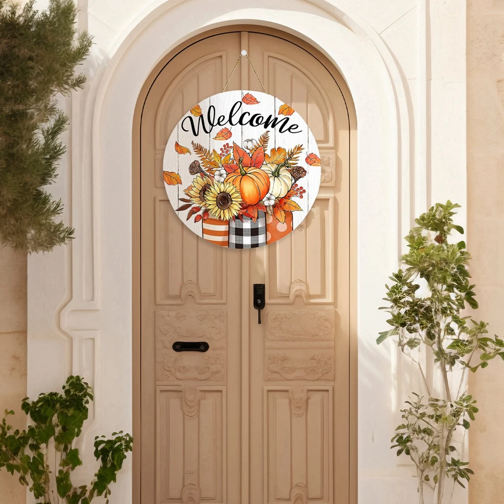 Хэллоуин Круглая дверь Приветственный знак Уникальный дизайн Опора для фото Осенние товары для вечеринок Подходит для внутреннего и наружного венера