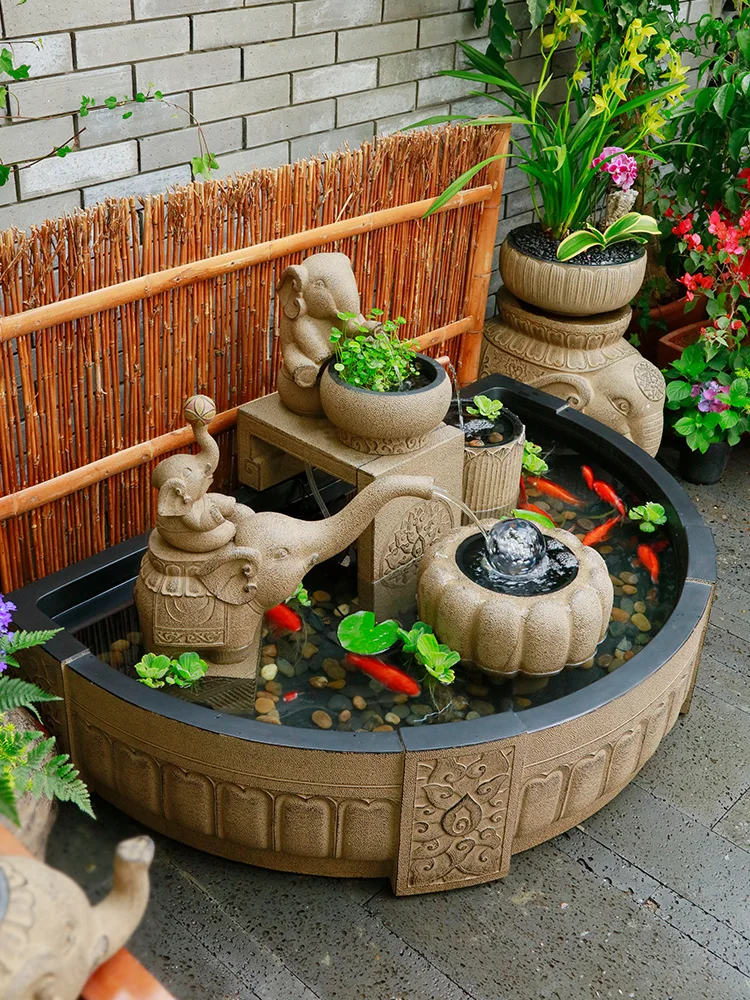 Outdoor courtyard large fish pond flowing water ornament