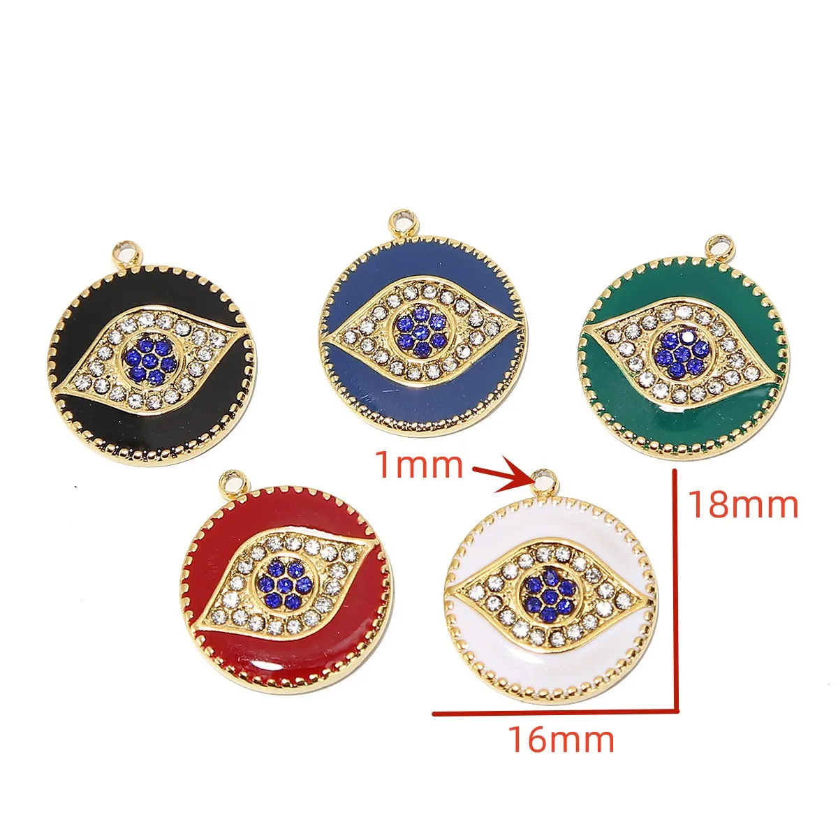 

3pcs Stainless Steel Zircon Lucky Eyes Enamel Charms for DIY Sweater Chains Necklace Pendant Jewelry Findings Supplies Gifts