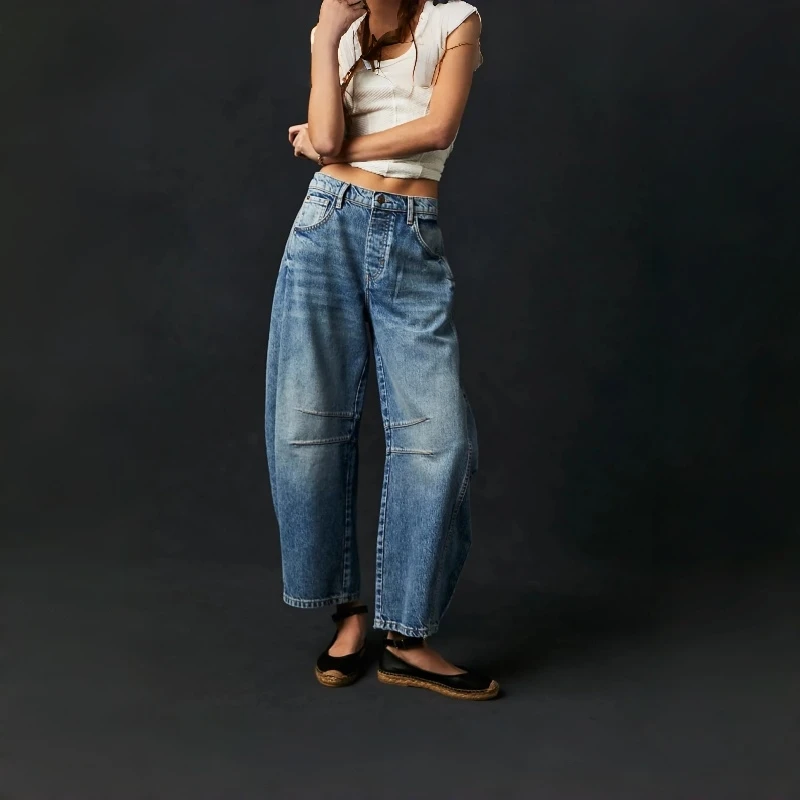 

Trendy Y2k Jeans Women Latest Mid Waist Non Elastic Curve Bottom Trousers Style Baggy Jeans Fashion Casual