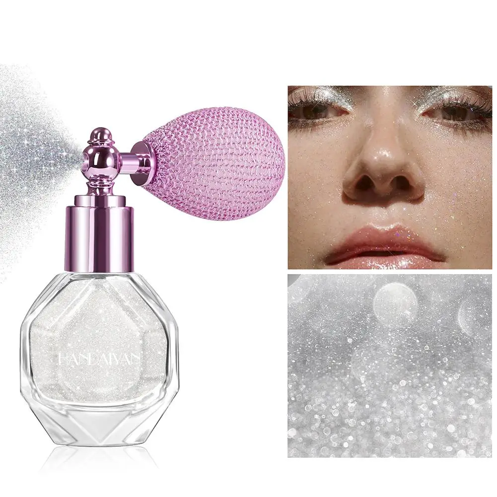 Glitter Spray Evidenziatore Polvere Diamante Lucido Fragranza lucida Cosmetici Borsa ad alta luce d'aria Polvere per viso corpo Glitter W5Q4