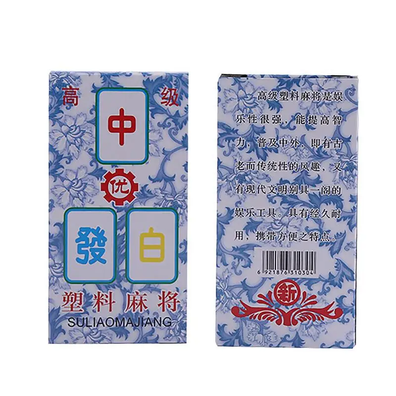 136 Lakens/Set Draagbare Mahjong Kaarten Speelkaarten Pvc Handheld Mahjong Bordspel Voor Familie Vrienden Verzamelen Feesten