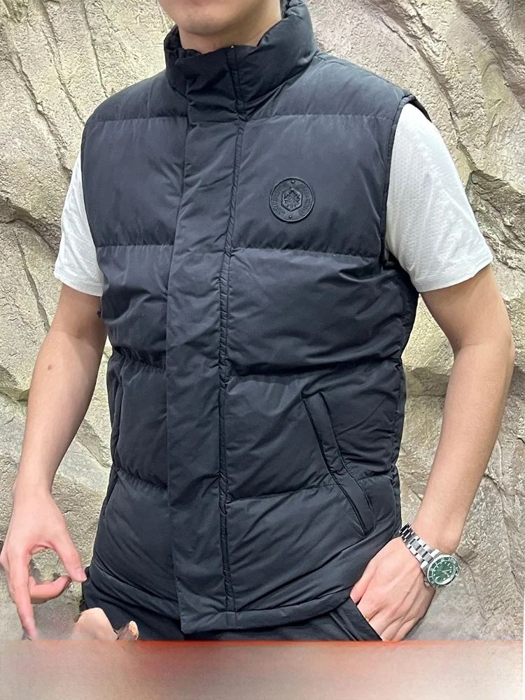 

Легкий тонкий ветрозащитный водонепроницаемый осенне-зимний мужской уличный повседневный хлопковый жилет с воротником, куртка-стойка на молнии