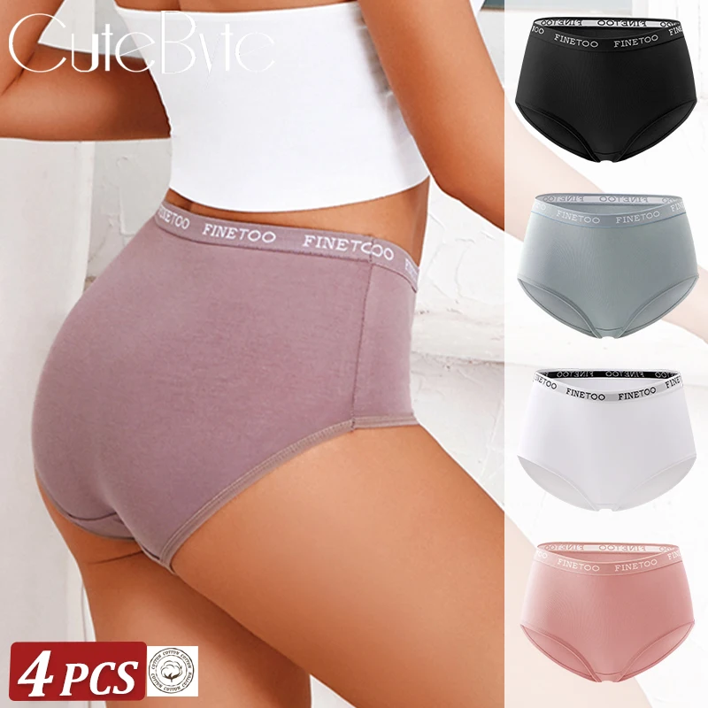 

4 шт./компл. женские хлопковые трусы с поясом с надписью, бесшовное дышащее нижнее белье с высокой талией, женское эластичное удобное нижнее белье