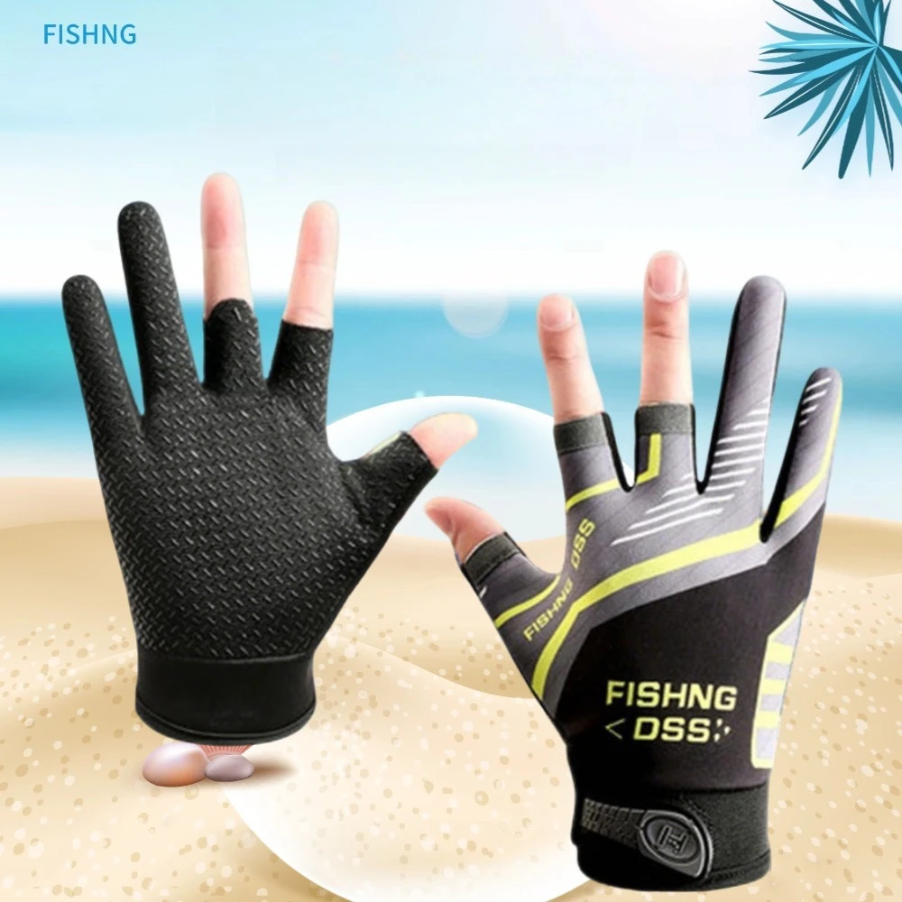 New Hot 3 Fingerless Fishing Gloves Sun Protection Quick Dry Breathable Anti-Stab Anti-Slip For Lure Sea Fishing Outdoor Sports