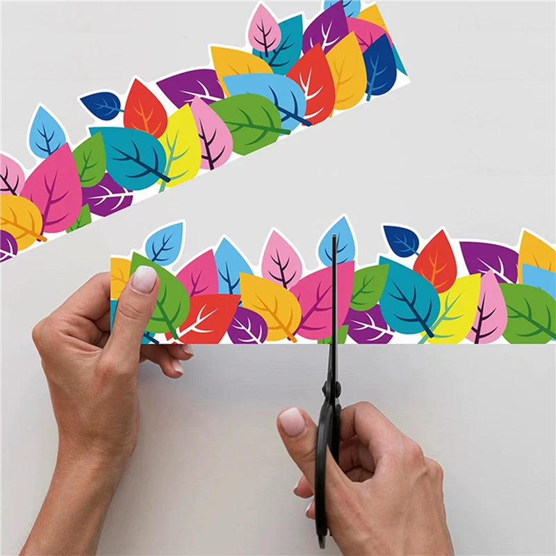 ABRJ-3Pcs 65.6 أقدام أوراق ملونة لوحة الإعلانات الحدود تقليم مقاوم للماء ولاصق للفصول الدراسية السبورة والجدار #2