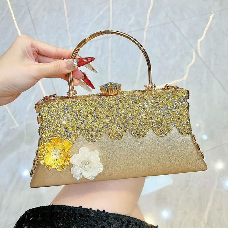 

2026 Luxury Diamond Embedded Large Capacity Evening Bag High end Handheld Bride Wedding Handbag Fashion Dinner Crossbody Bag