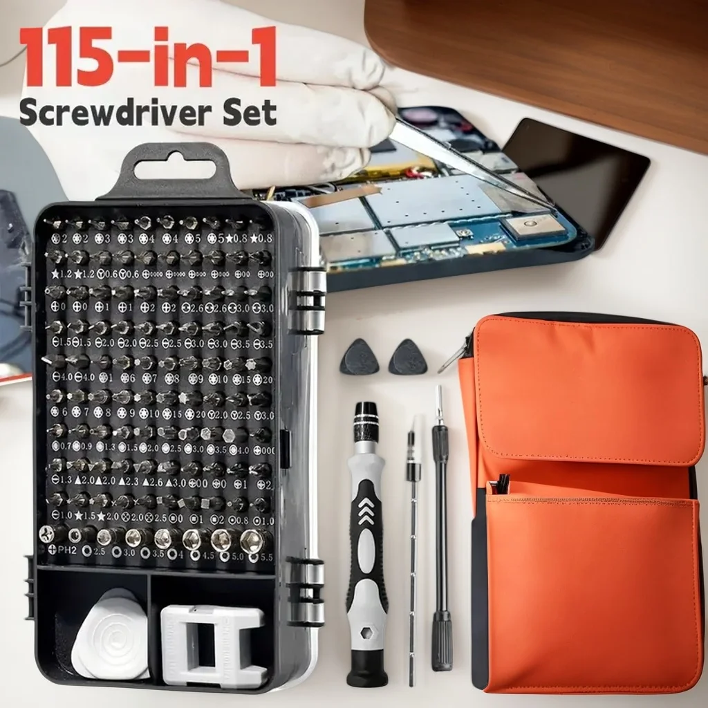 

Магнитный комплект для ремонта компьютера 115-в-1 — набор прецизионных отверток для ноутбука с футляром (маленькие ударные инструменты)