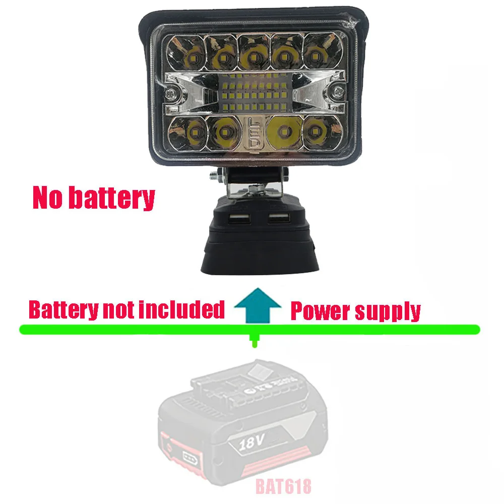 Samochodowe światła robocze LED latarki latarka elektryczna reflektor USB zasilanie Bosch 18V akumulator litowo-jonowy BAT609 BAT618