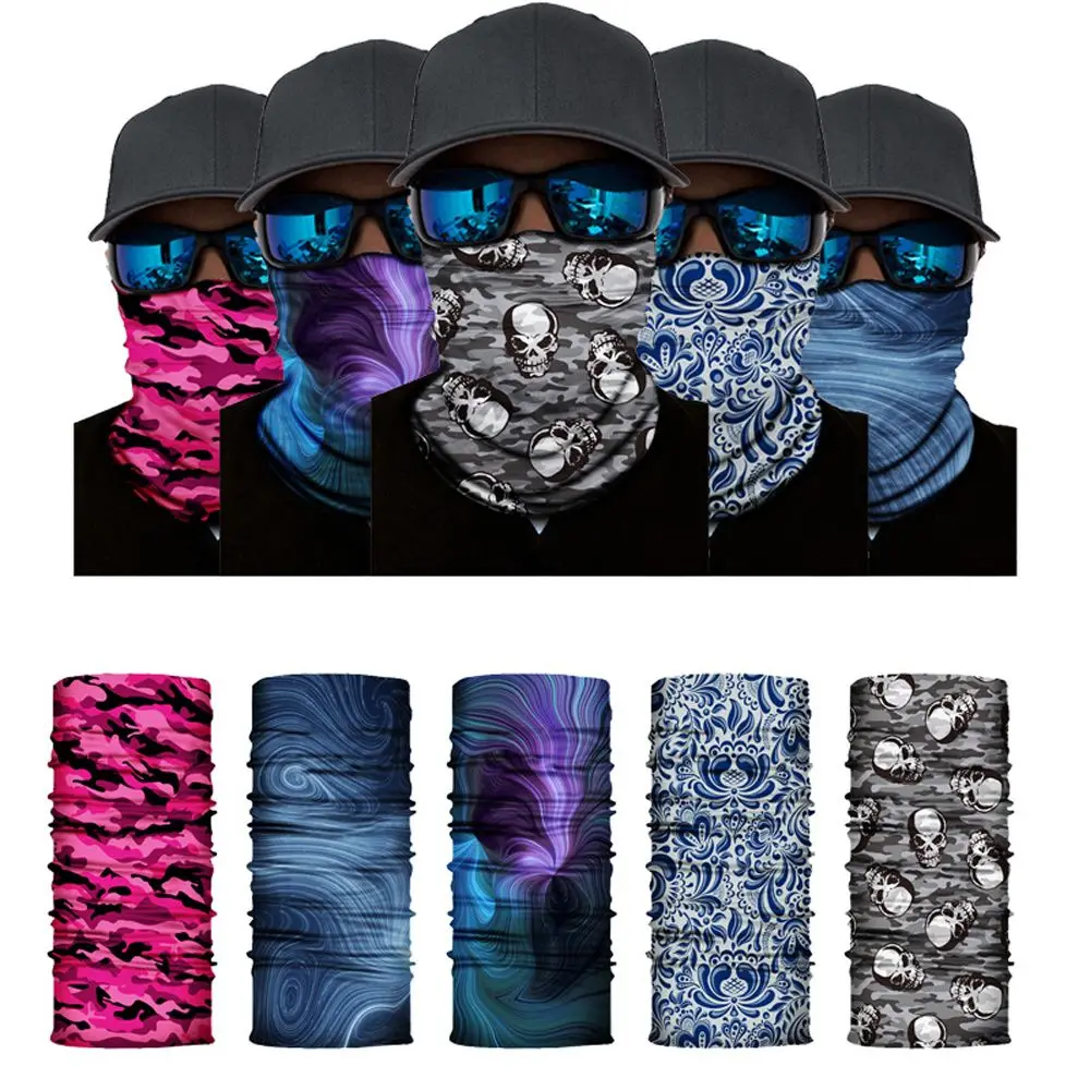 Neck Protection Seamless Mask Buffs 3D Skull Magic Hood Seamless Bandana Neck Tube Scarf Cycling Face Mask Cycling Bandana