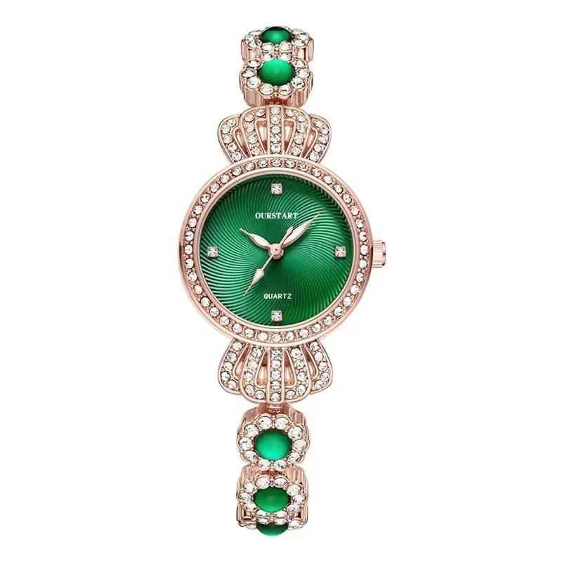 Luxury Women's Watches Green Quartz Wristwatches Rhinestone Watches Reloj Para Mujer Ladies Clock Gift Часы Женские Наручные 시계