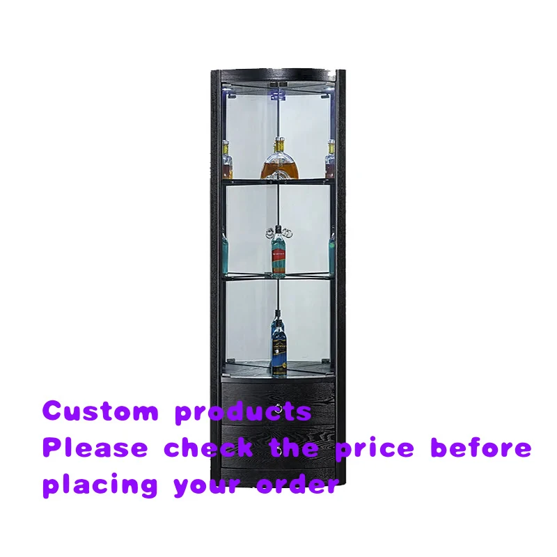 custom.Factory Solid Wood Modern Wine Cabinet with Glass Living Room and Dining Room Home Furniture Custom