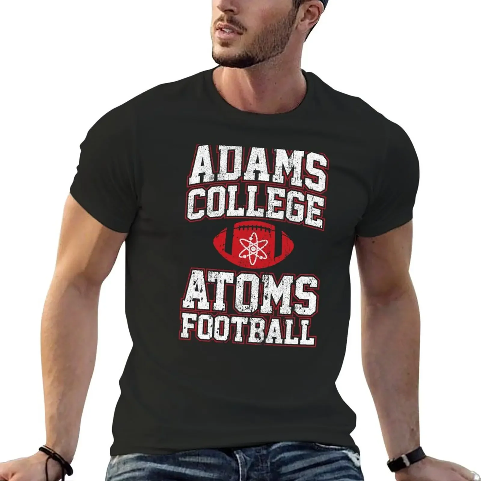 

Adam's College Atoms Football T-Shirt quick drying plus size tops basketball graphic tees korean fashion mens champion t shirts