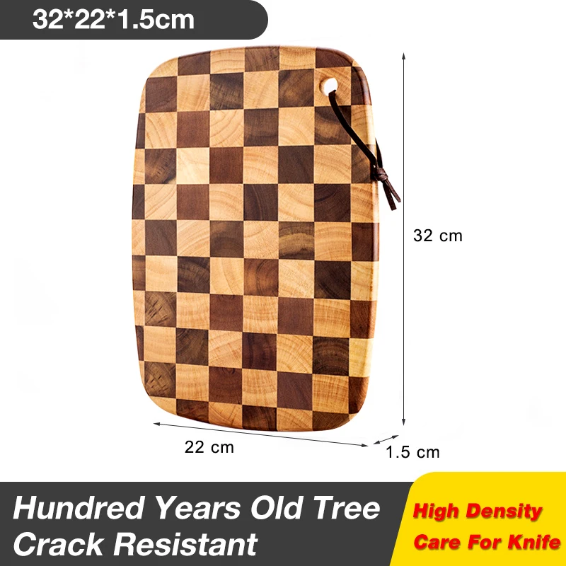 XITUO Acacia Wood Cutting Board Checkerboard Household No Paint No Wax Cutting Board Case Board Solid Wood Kitchen Cutting Board