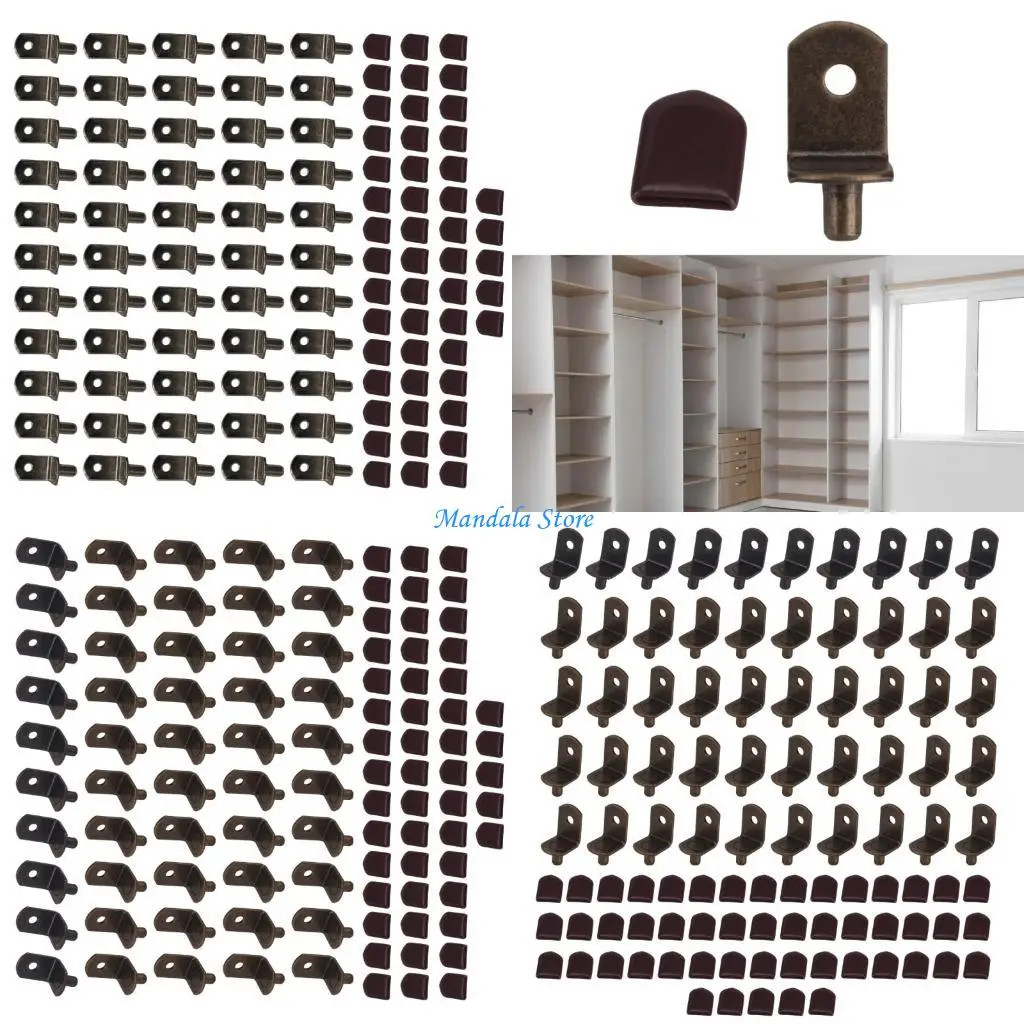 U2JC 50Pcs Hole Shelf Support Pin with Rubber Sleeve L Shaped Shelf Support Peg