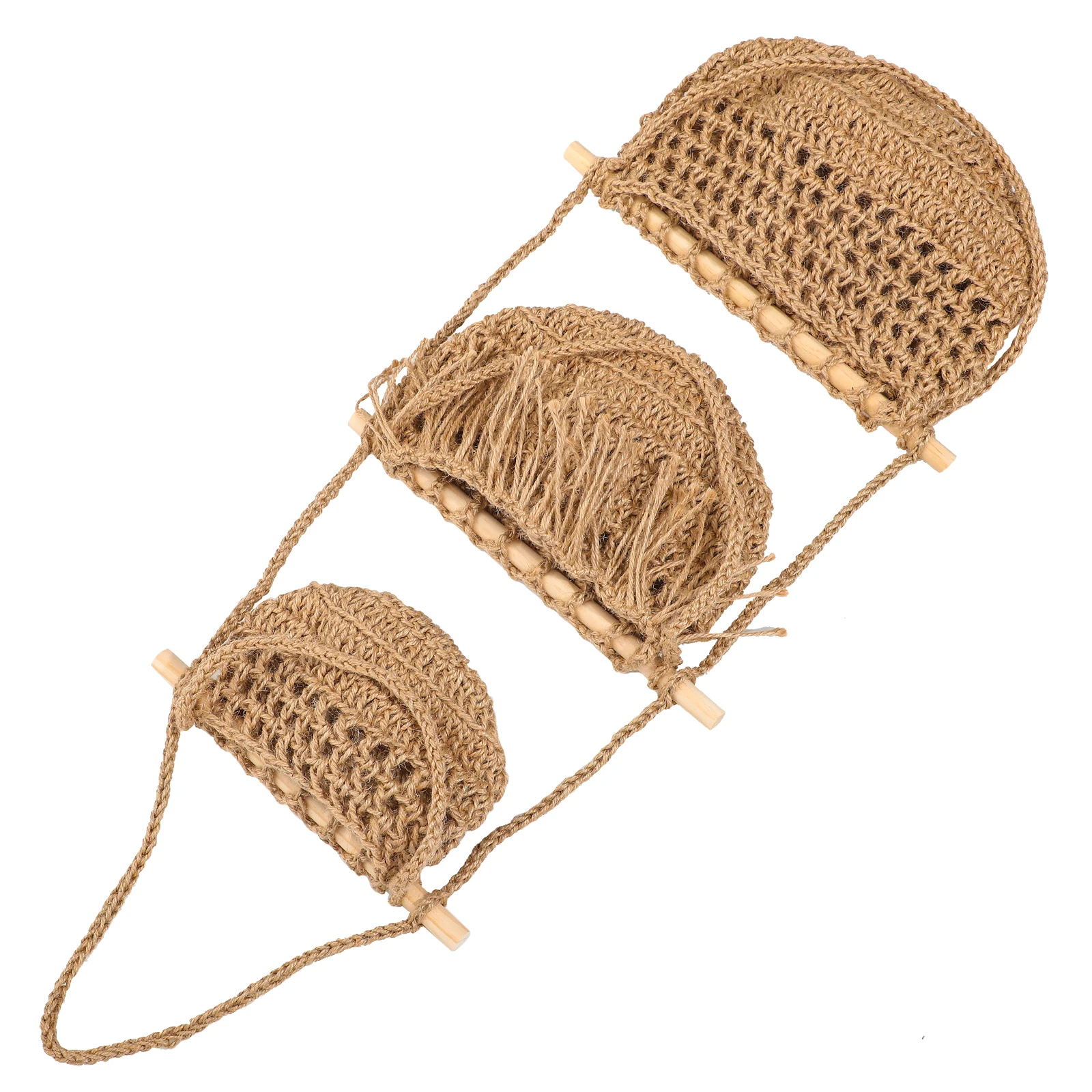 

3 Tier Hanging Fruit Basket Kitchen Storage Organizer Woven Vegetable Basket Wall Mounted Banana Potato Holder Multi-Function