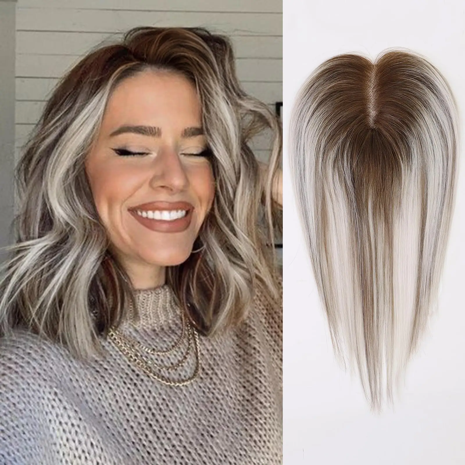 100% remy menschliches Haar Topper Spitze Basis Clips in Haar grau braun blond menschliches Haar lila Wurzel Haarteil für Frauen Haar verlängerung