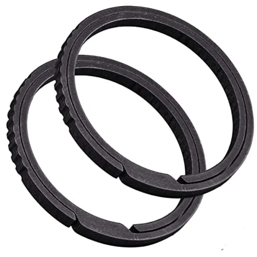 

TISUR Titanium Keychain Rings, Split Side Pushing Key Rings Heavy Duty Black Key Ring For Key Chain Carabiner Dog Tag Ring