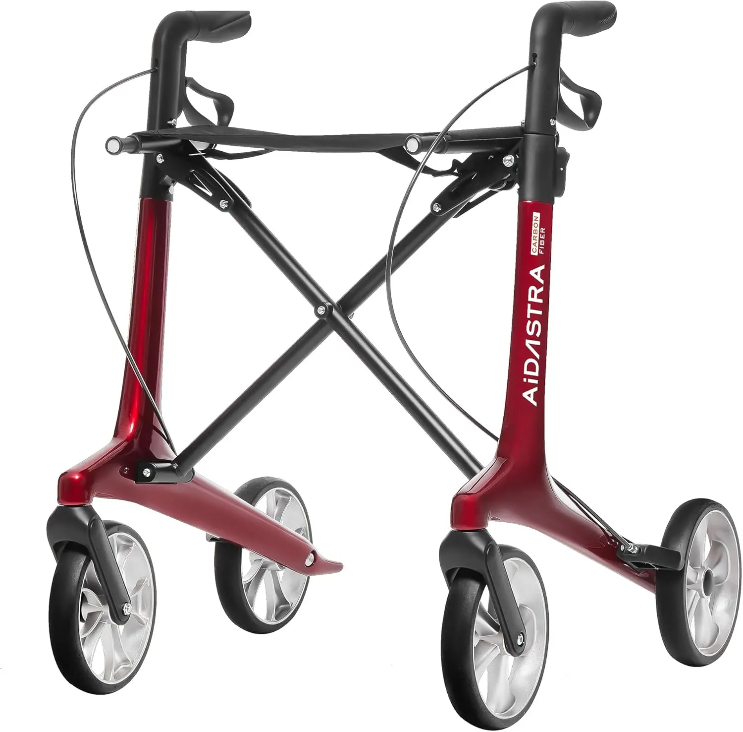 Ultralight Carbon Fiber Rollator Walkers for Seniors with Organizer Bag, Seat and 8'' Wheels, Folding Rolling Walker