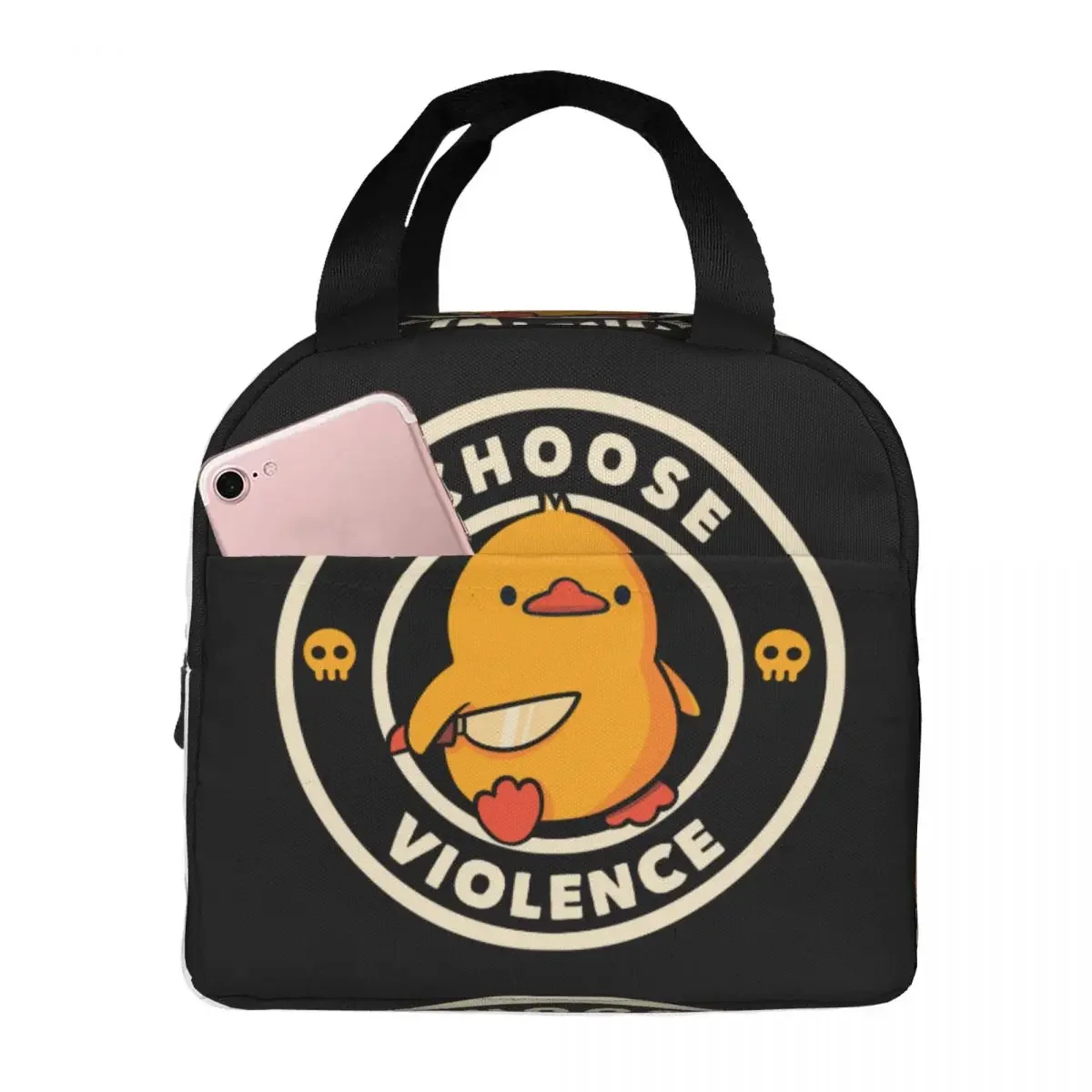 I Choose Violence Insulated Lunch Bags Cooler Bag Lunch Container Duck Meme Leakproof Tote Lunch Box Food Storage Bags School