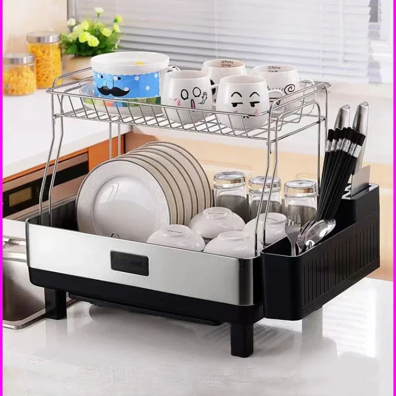 Kitchen bowls, chopsticks, cutlery storage drain rack table stainless steel dish filter rack sink rack