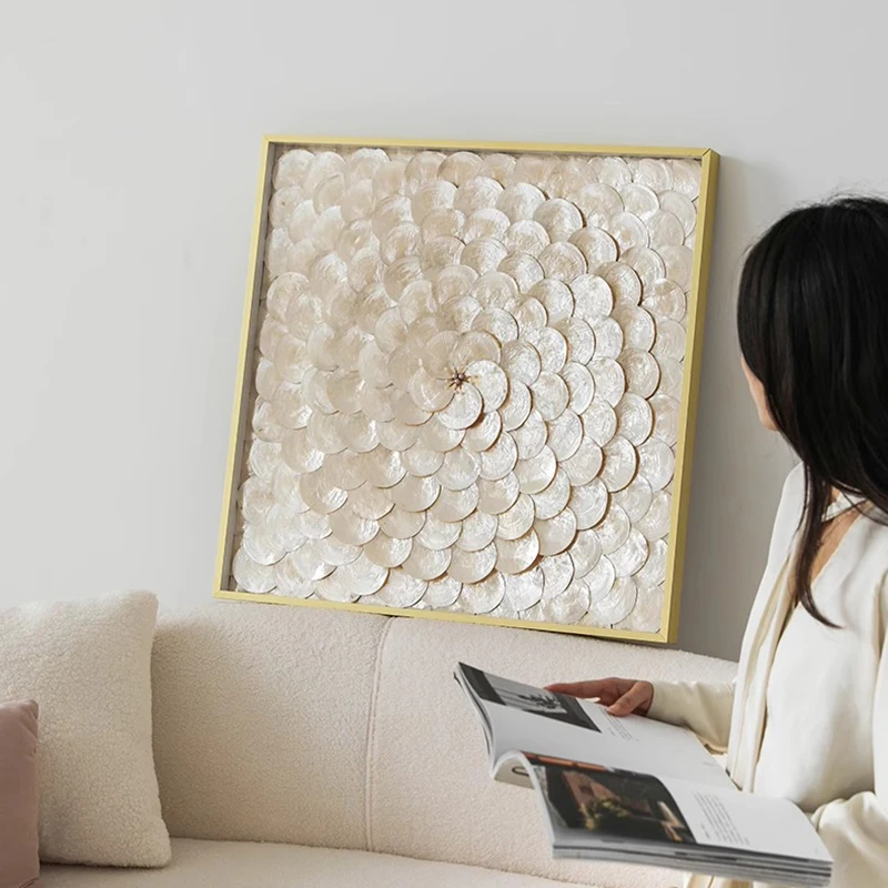 Nordic Wall Accents Shell Modern Wall Art Handmade Luxury Elegant Ornaments Living Room Decor Decoration Coffee Bar Accessories