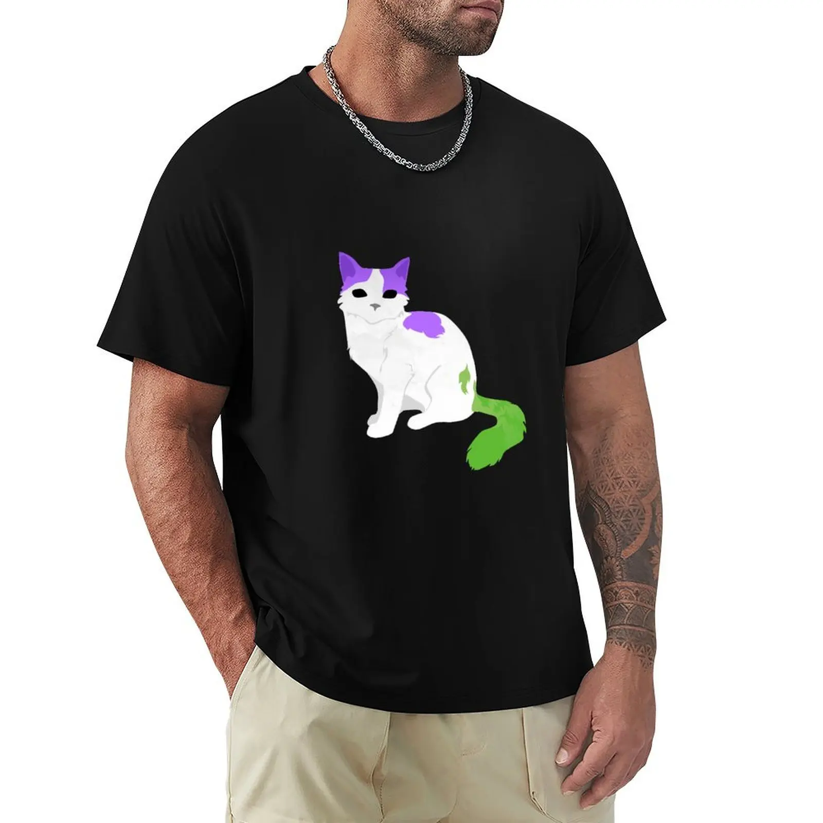 

Pride Cats: Genderqueer Pride Cat T-Shirt plain tees men clothes