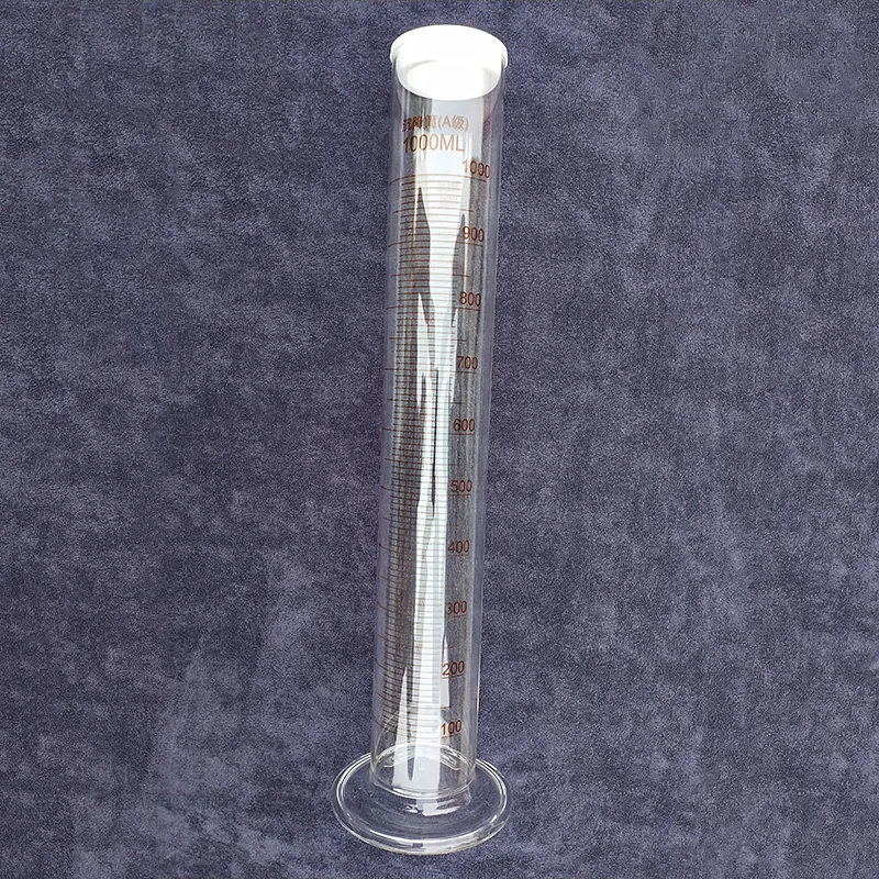 Cilindro di sedimentazione del suolo con tappo in silicone, capacità 1000mL, linea di scale A-level, vetro borosilicato