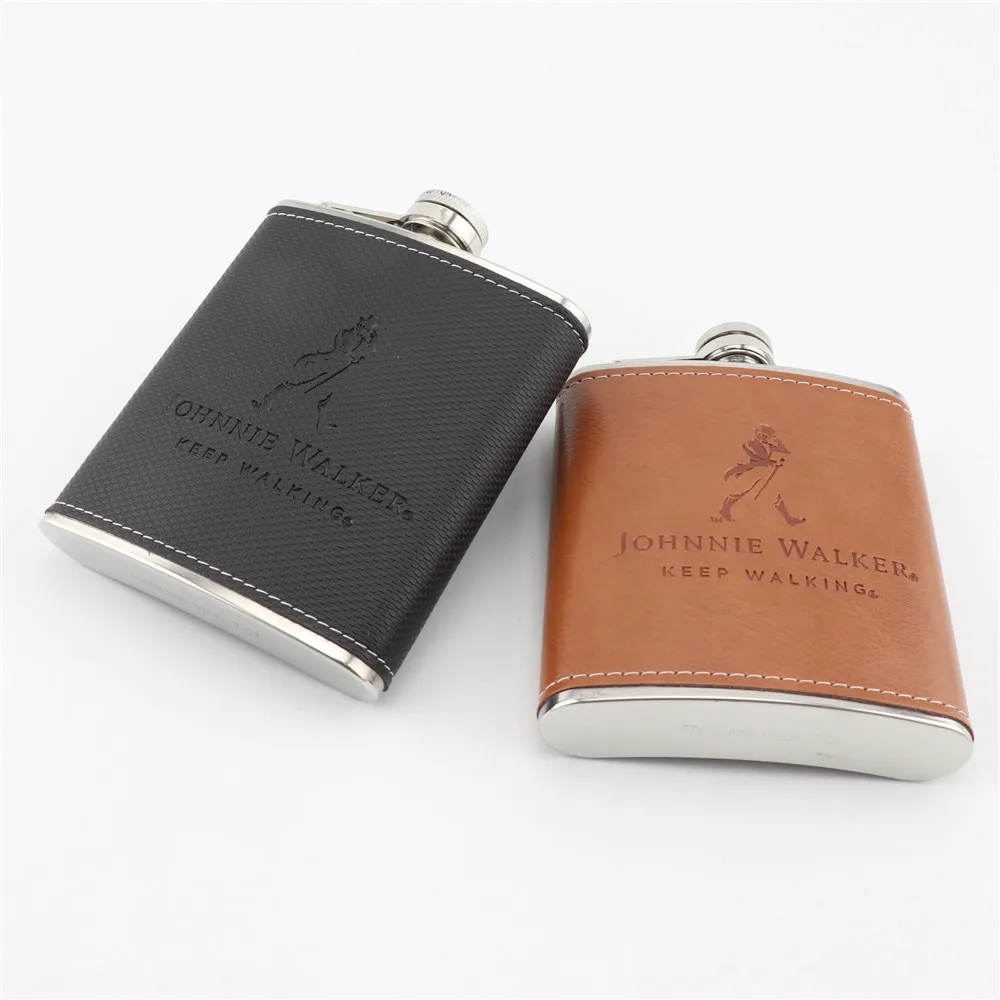 Mini 7oz Pu Leather Wrap Whisky Flagon Stainless Steel Hip Flask Alcohol Bottle Vodka Liquor Pocket