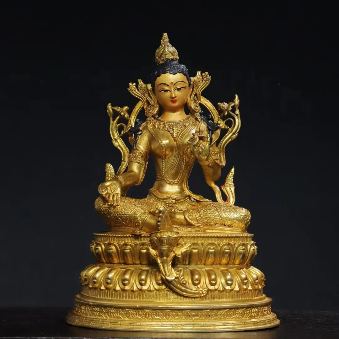 

Old Qing Dyansty Tibet copper Buddha statue, copper gilt statue of Orchid Tara,Handmade