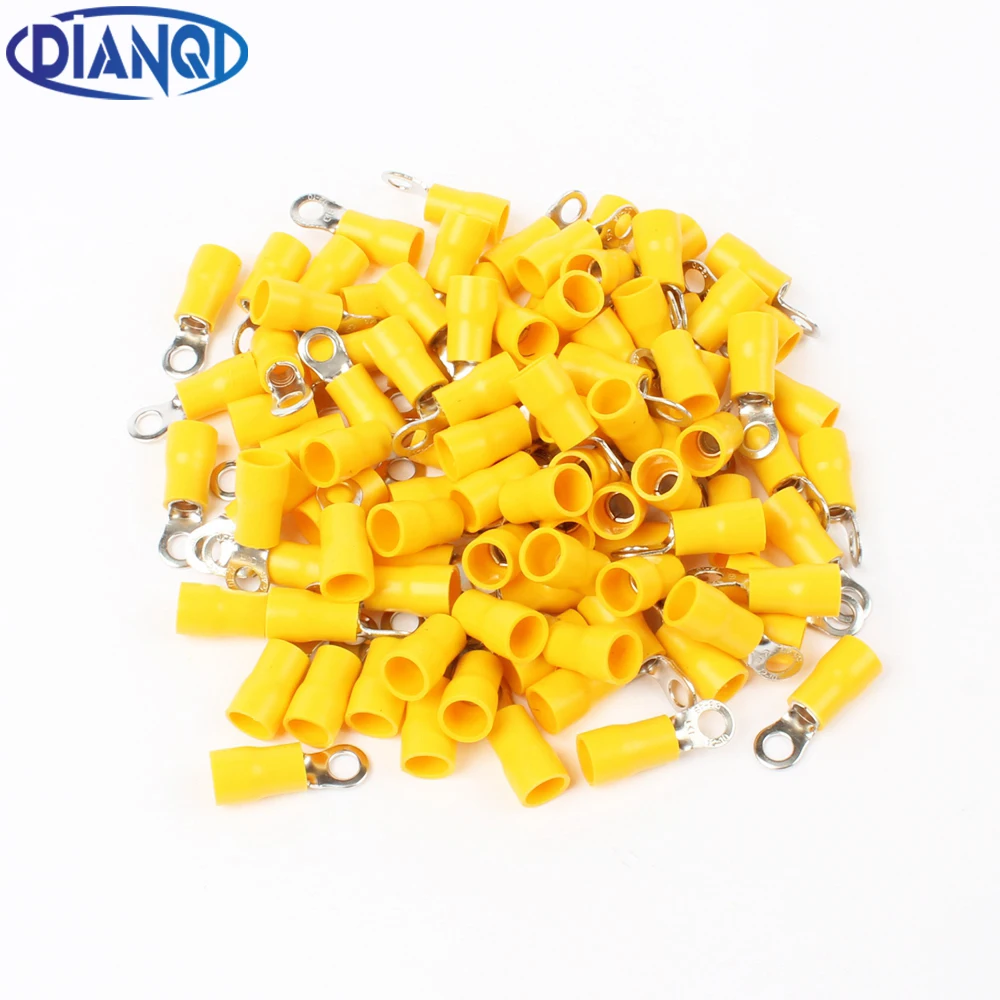 RV5.5-4 Yellow Ring insulated terminal 100PCS/Pack cable Crimp Terminal suit 4-6mm2 Cable Wire Connector RV5-4 RV