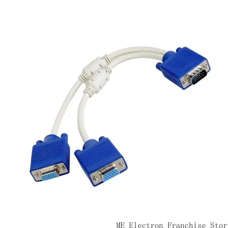 High Resolution 1080P VGA 1 Male to 2 Female Video Cable Adapter Cord for Double Monitors Output and Easily Wiring