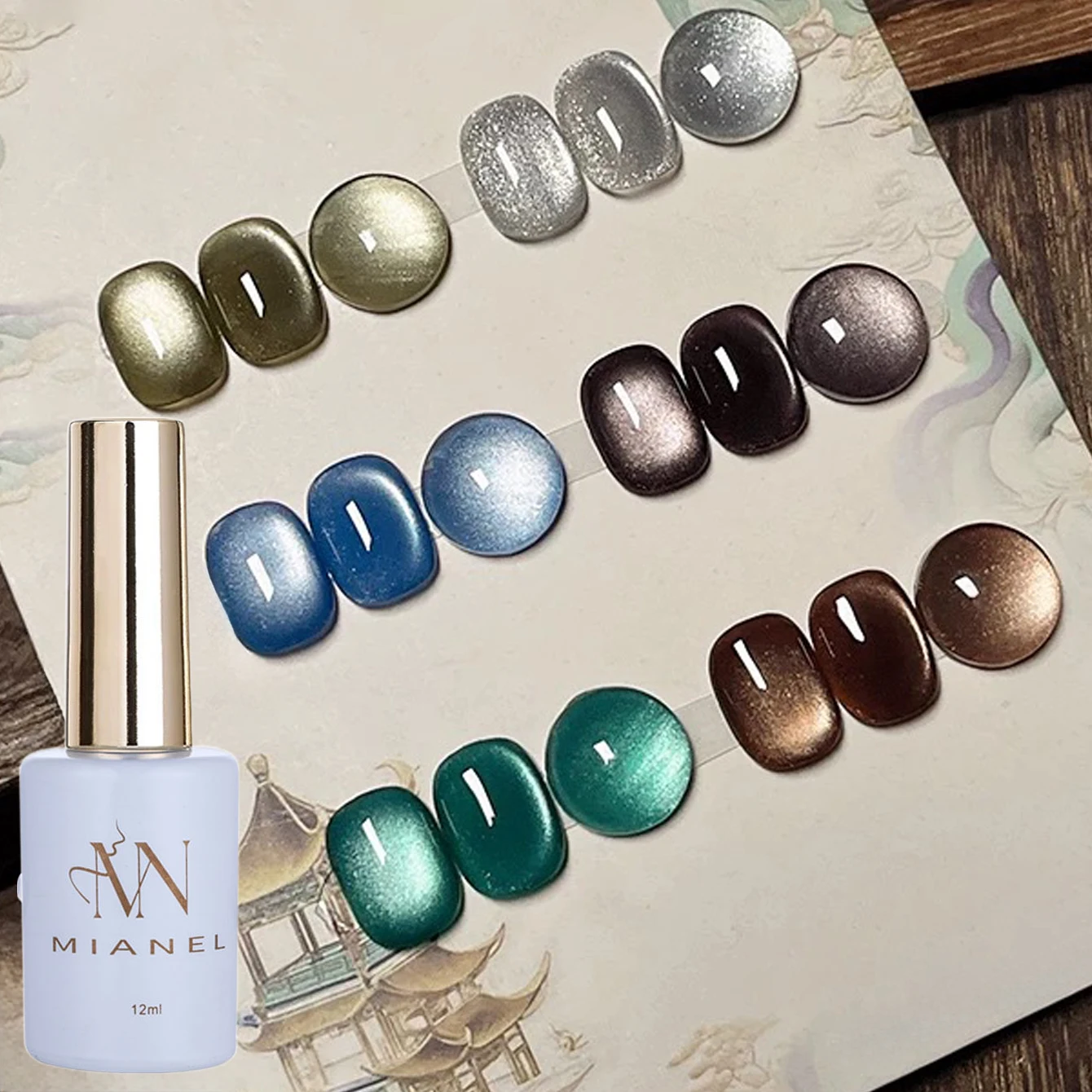 12ML 1-6개 가을 겨울 6색 마이야르 시리즈 캐러멜 라이트 벌브 화이트닝 캣 아이 젤 네일 폴리시 크리스마스 할로윈용