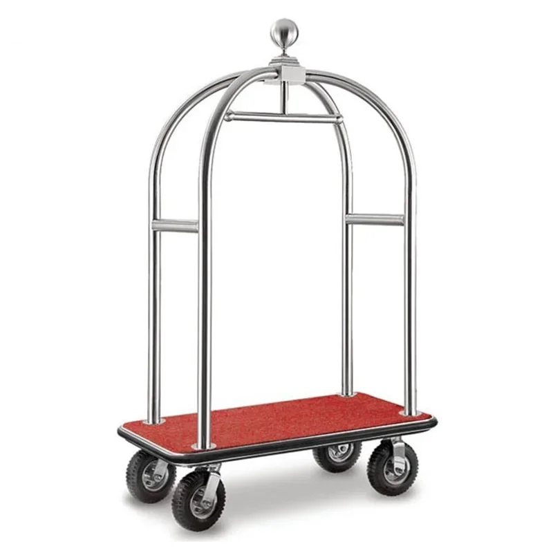 Heavy Duty Hotel Stainless Steel Bellman Luggage Trolley Cart Hotel Trolley